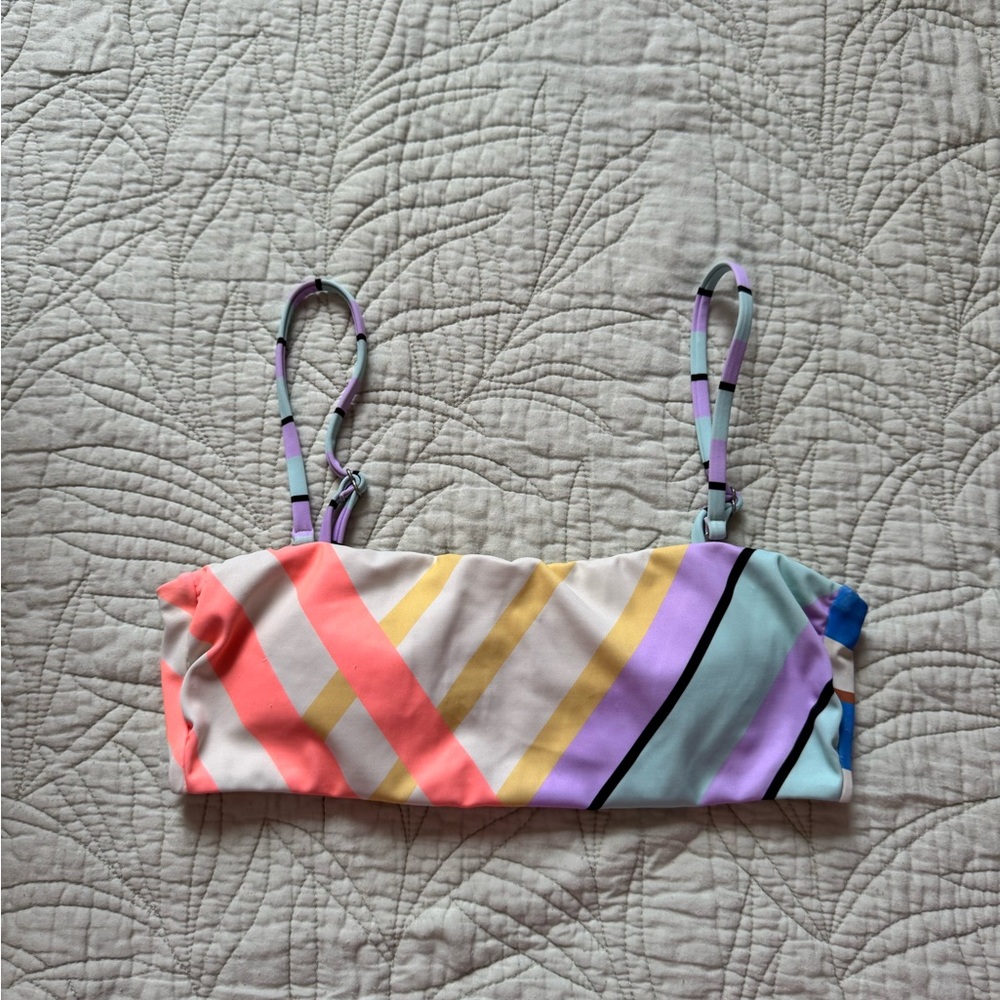 Colorful Striped swim top with detachable straps